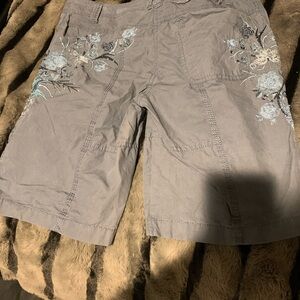 #334 Papaya Embroidered Gray board shorts Women's Shorts